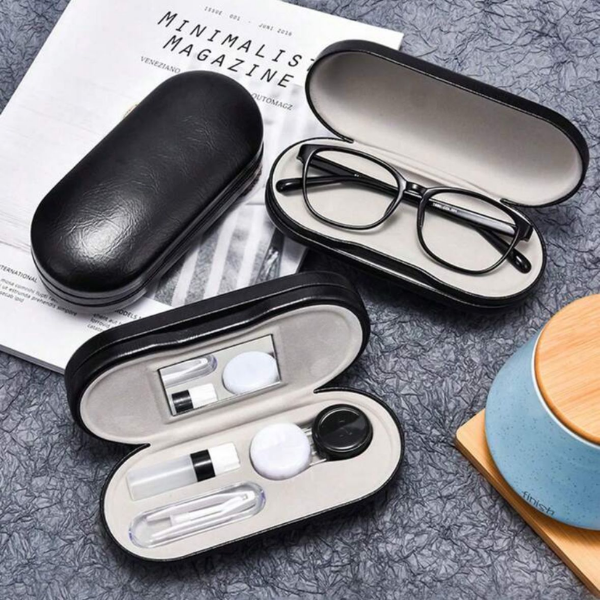Black Double-Sided Glasses plus Contact Lens Case