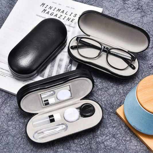 Black Double-Sided Glasses plus Contact Lens Case